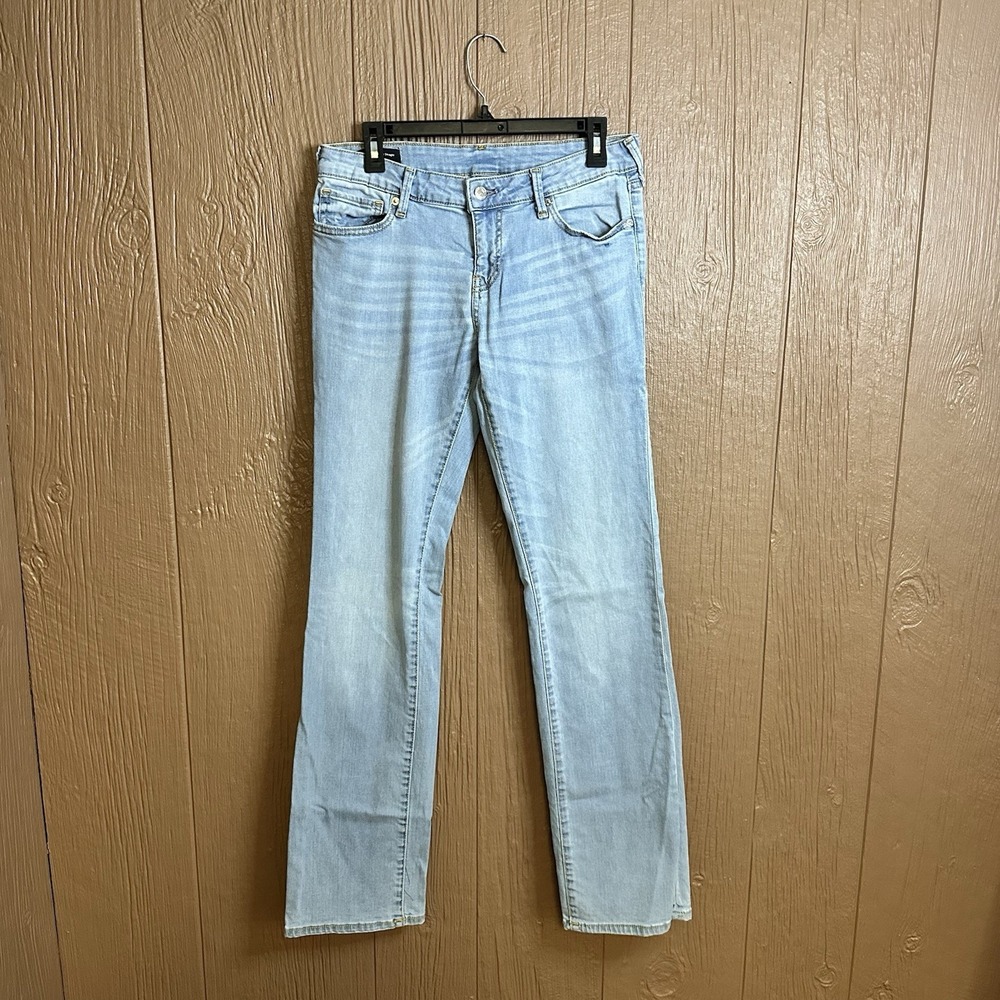 True Religion Jeans Women's 28 Light Blue Billie Mid Rise Straight Light Wash